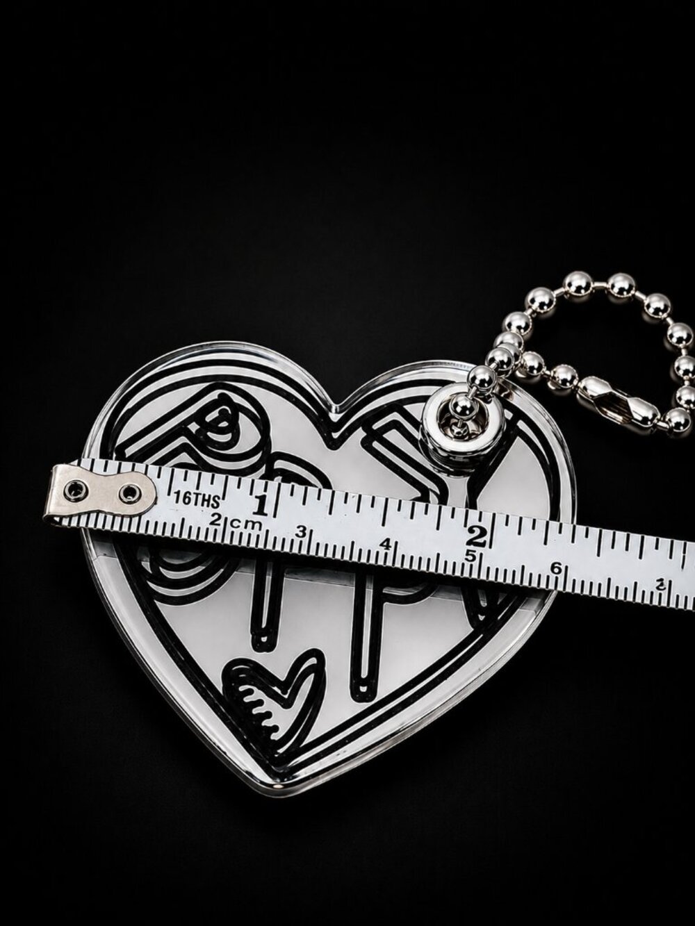COACH Poppy Graffiti Heart Mirror Acrylic Bag Charm Keychain Silver Y2K Rare - Picture 8 of 9